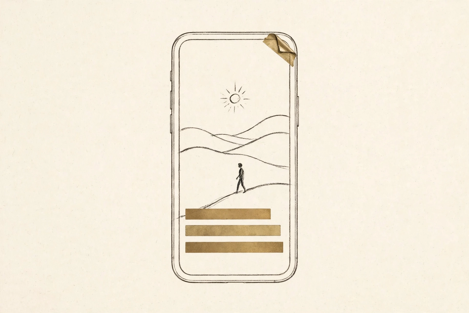 Editorial illustration of a smartphone showing a short video scene with caption bars across the lower third